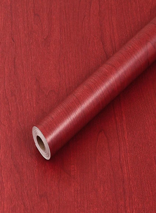 HOMEMATES Self Adhesive Wallpaper Waterproof Old Furniture Vinyl Stickers Wooden Door Wardrobe Desktop PVC Wall Papers (30 x 304cm-RED SANDLEWOOD) - Image 1